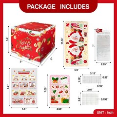 Red Surprise Explosion Christmas Money Box Holder Cash Gift Pull Bags 60 PCS
