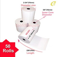 3-1/8″ X 230′ THERMAL PAPER RECEIPT ROLLS WHITE 50 ROLLS POS CASH REGISTER TAPE
