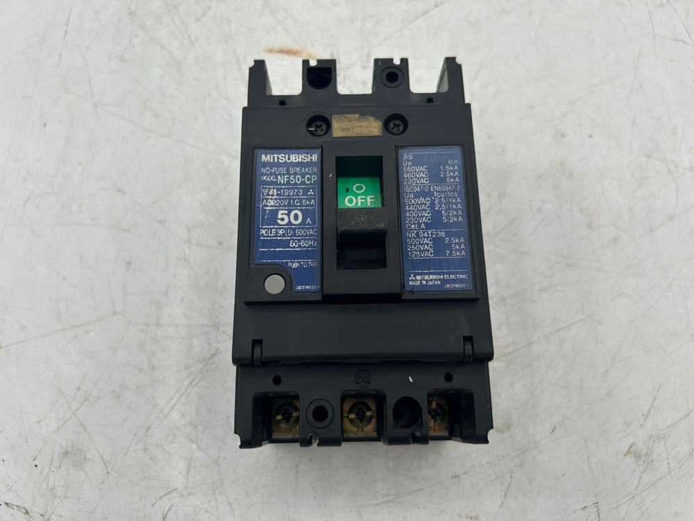 Mitsubishi NF50-CP No-Fuse Breaker ⚡ 3-Pole 50A MCCB 600V Used/Tested
