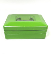 Hearthsong Metal Cash Lockbox with Plastic Inner Tray, Lock & 2 Keys 8x6x3 – NEW