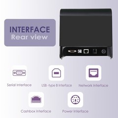 Thermal Receipt Printer 80mm POS Label Printer Serial USB Network Interface