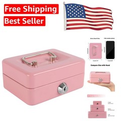 Essential Mini Cash Box for Kids – 4.92″ x 3.74″ x 2.36″, Pink | Secure Storage