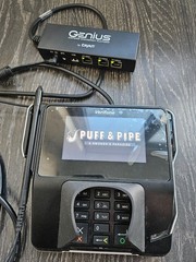 Verifone MX 915 Credit Card Terminal + stylus + PoE adapter, tested and turns on