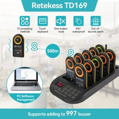 Retekess TD169 Restaurant Pager with 20 Buzzers System, Beepers for Restaurants