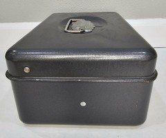 VINTAGE UNION CASH BOX UNION STEEL CHEST METAL GRAY WITH DRAWER