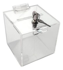 T’z Tagz Clear Acrylic Locking Donation, Ballot, Suggestion, Charity Box Display