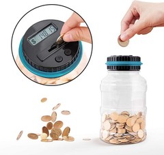 Large Piggy Bank for Boys Adults, Vcertcpl Digital Coin Counting Bank with LCD C