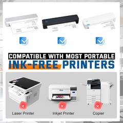 Thermal Printer Paper 8.5”x11” US Letter Size, 4 Rolls BPA free Quick-Dry Ther