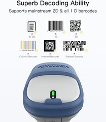 Inateck 1D 2D Wireless Barcode Scanner, Bluetooth 5.0 and 2.4Ghz Connection, USB