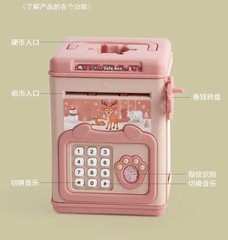 Money Bank Toy Electronic Cartoon Atm Cash Saving Box 1pc for Kids Large Savings