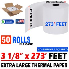 3 1/8 x 273 thermal paper 50 rolls Eco Friendly XL Thermal Paper Rolls Bpa Free