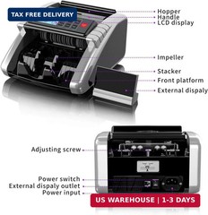 Aneken Money Counter Machine with Value Count, Dollar, Euro UV/MG/IR/DD/DBL/HLF/