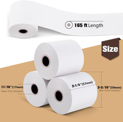 (50 Rolls) 2 1/4″ X 165′ Thermal Paper, POS Receipt Paper for Retail Business Ca