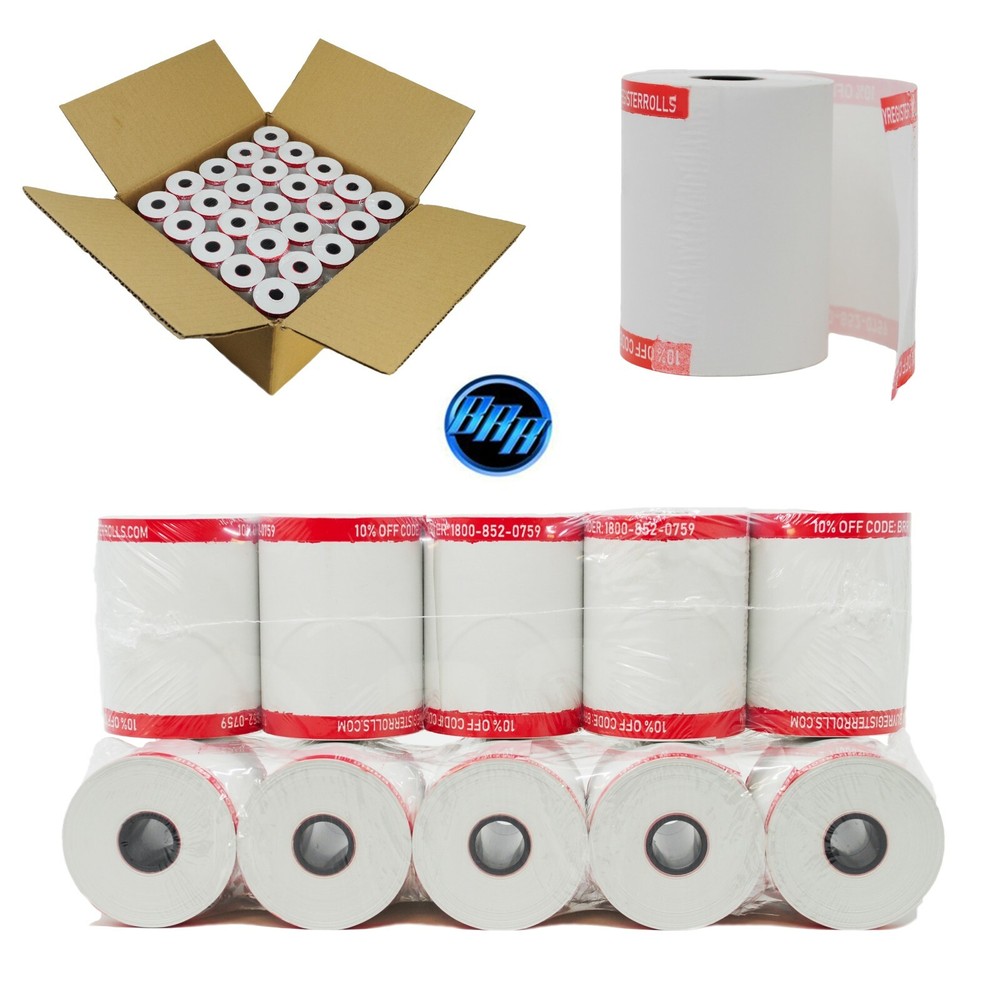 Shrink Wrap 50 Rolls 2 1/4″ x 85′ First Data FD130 50 55 FD100Ti Thermal Paper