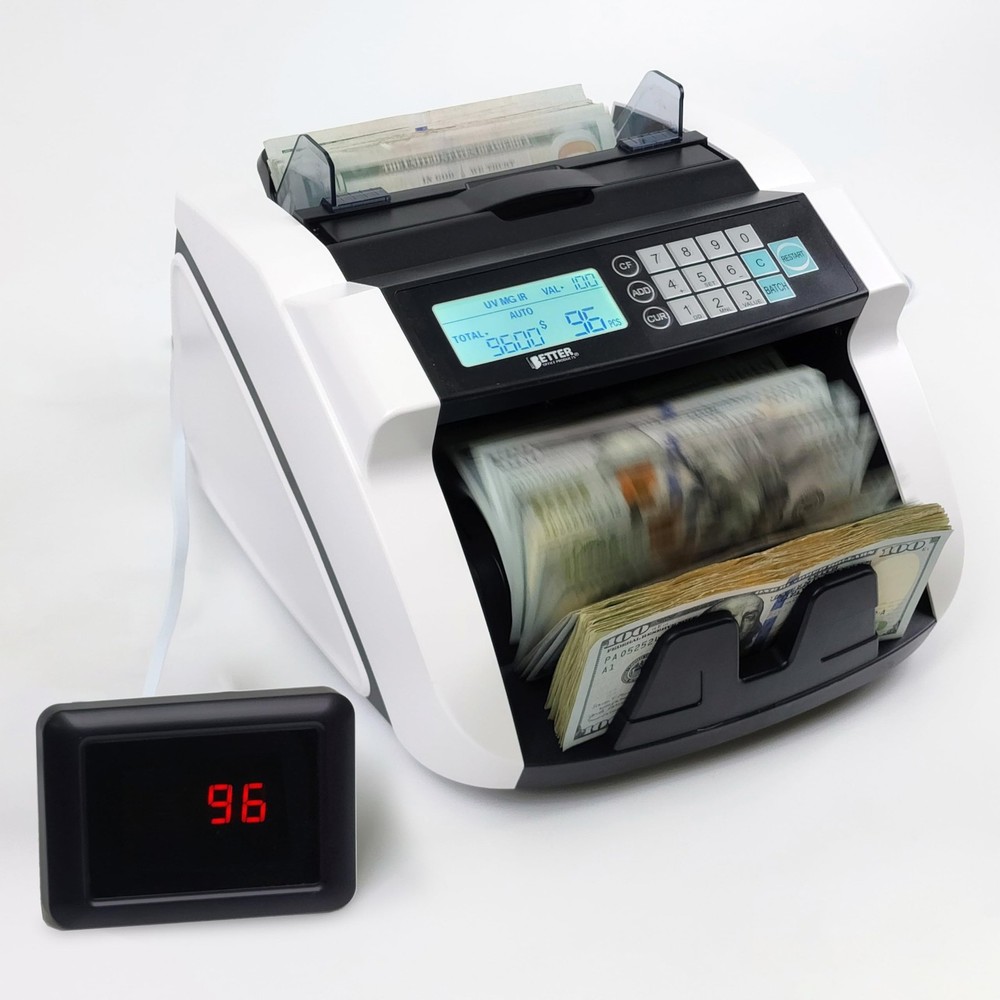 Large Money Counter Machine, USD/EUR/GBP/CAD Counterfeit Bill Detector with L…