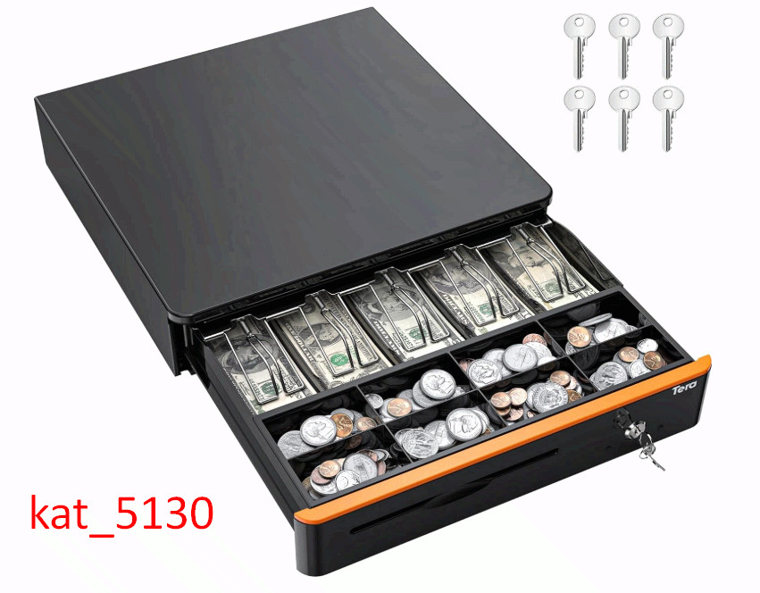 16in Auto Open Cash Drawer with Heavy Duty Insert Tray 5 Bill 8 Coin for POS