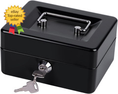 Small Cash Box with Money Tray and Lock Metal Cash Lock Box with Key Petty Box