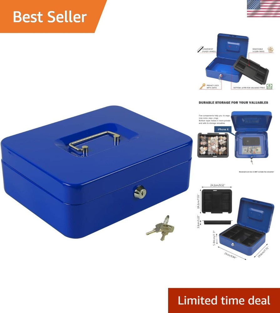 Large Lock Box with Money Tray,Storage Cash Box with Lock,Safe Metal Box for …