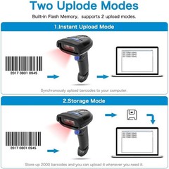Bluetooth Barcode Scanner, Compatible with 2.4G Wireless & Bluetooth Function…