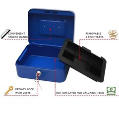 KYODOLED Cash Box with Money Tray,Storage Safe Lock Box with Key,Cash Drawer,…