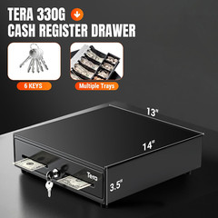 13″ Cash Register Drawer for Point of Sale POS System with 4 Bill 5 Coin Cash Tr