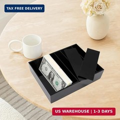 Money Organizer for Cash, 8 Compartment Black Acrylic Money Holder, Cash Tray, C