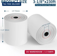 (10 Rolls) NefLaca Thermal Receipt Paper 3 1/8 x 230, 10 Rolls Receipt Paper POS