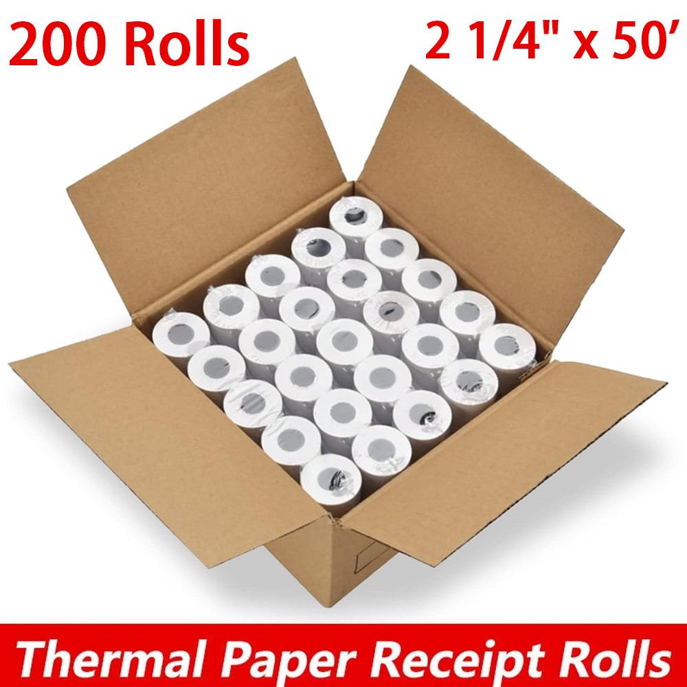 2 1/4″ x 50′ Thermal Credit Card Cash Register POS Receipt Paper – 200 Rolls US