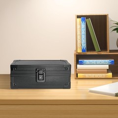 Black Lockable Money Box, Aluminium Alloy Cash Box with Coin Tray, Currency O…