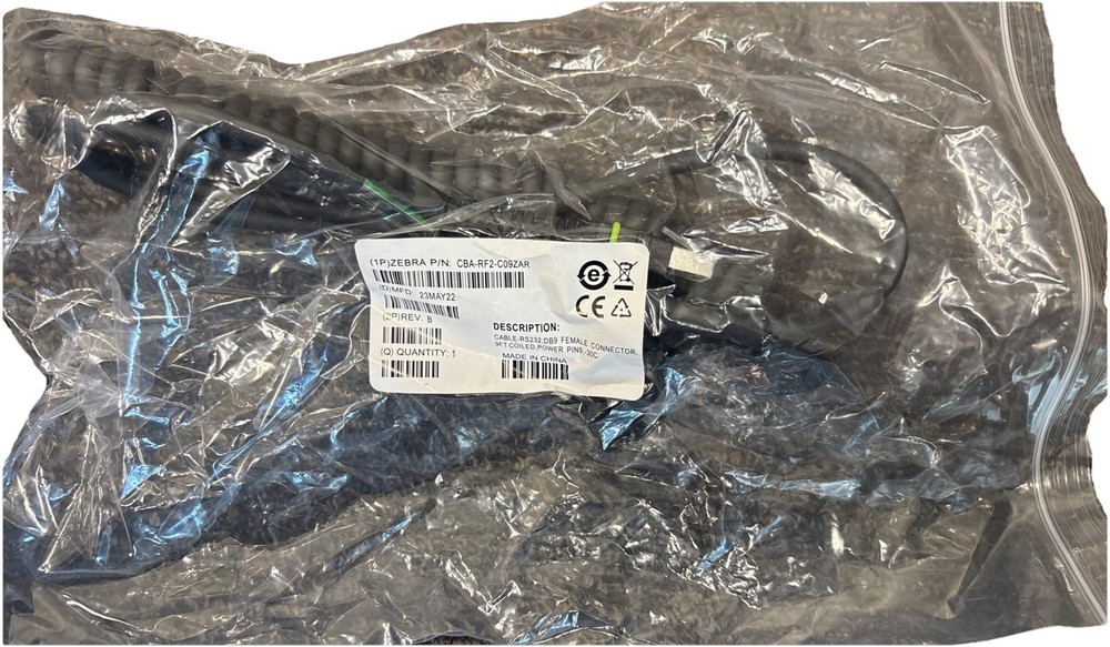 Zebra CBA-RF2-C09ZAR Cable, RS232, DB9 Female Connector, 9ft. (2.8M) Coiled