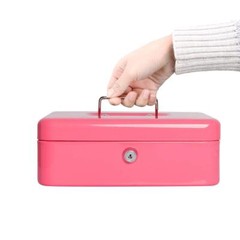 Cash Box with Money Tray Large Money Box with Key Lock 9.8 x 7.9 x 3.5 inches…