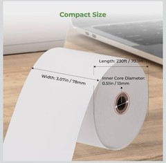 3 1/8 x 230ft Thermal Paper 10 Rolls, 80mm Receipt Paper POS Cash Register