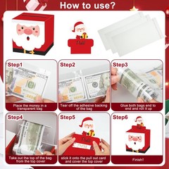 4 Pack Christmas Money Box for Cash Gift Pull Christmas Surprise Money Holder…