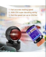 Automatic Omnidirectional Desktop Barcode Scanner, Hands-Free USB Wired QR Ba…