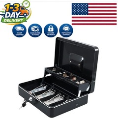 Elegant Portable Cash Box with Key Lock & Tiered Cantilever Tray – 11.8″x9.5″