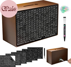 Wooden Money Saving Box, Cash Vault Savings Box for $10000 $5000 $3000 $1000 $80