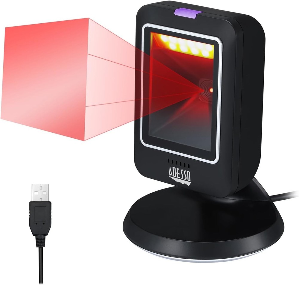 Sealed Adesso NuScan 2800U Omnidirectional 2D USB Desktop Barcode Scanner