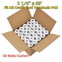 BPA-Free Thermal Paper Rolls 2 1/4″x85′ – 50 Rolls POS Cash Register Compatible