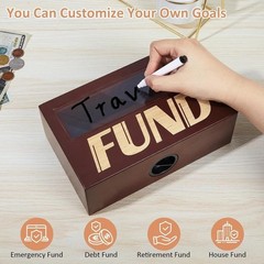 Money Saving Box Wooden Money Box for Cash 10000 Savings Challenge Box Coin Bank