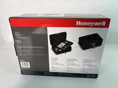 Honeywell 6112 Steel Cash Box 1 Bill & 5 Coin Slots 2 Keys Handle 9.8″ X 7.3″
