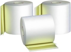 3″ x 90′ 2 Ply [10 Rolls] White Canary Carbonless Paper Kitchen Receipt Printer