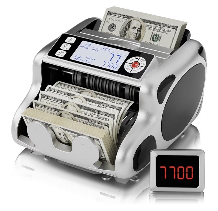 Money Counter Machine, Dollar, Euro Value Count UV/MG/IR/DD/VI/FA Pro Grade Cash