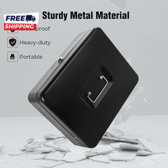 Cash Box with Money Tray and Key Lock Saving Lock Box with Money Tray Storage
