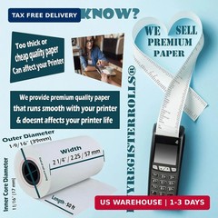 (50 Rolls) 2 1/4 x 50 Thermal Paper Receipt Rolls 55 GSM Premium Quality German