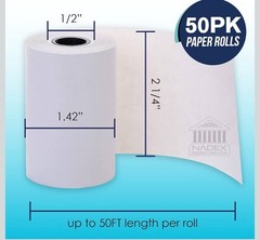 2-1/4″ x 50ft Thermal Paper Receipt, Cash Registers, POS Systems, 50 Rolls