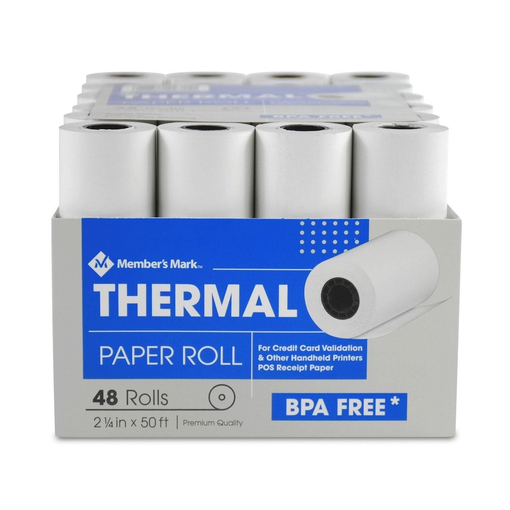 Member’s Mark Thermal Receipt Paper Rolls, 2 1/4″ X 50′ , 48 Rolls