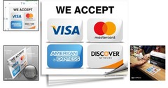4-Pack Credit Card Sticker Signs – 7×6 Inch, UV Resistant Vinyl for Businesses