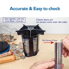Coin Sorter Tube with Coin Wrappers, 5-In-1 Change Sorter and Coin Holder