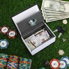 Gambling Metal Box Portable Winners Bank Casino Cash Box with Keys Good Luck Cas