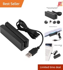 USB Magnetic Card Reader 3 Tracks Mini Smart Card Swipe Compatible with Windows